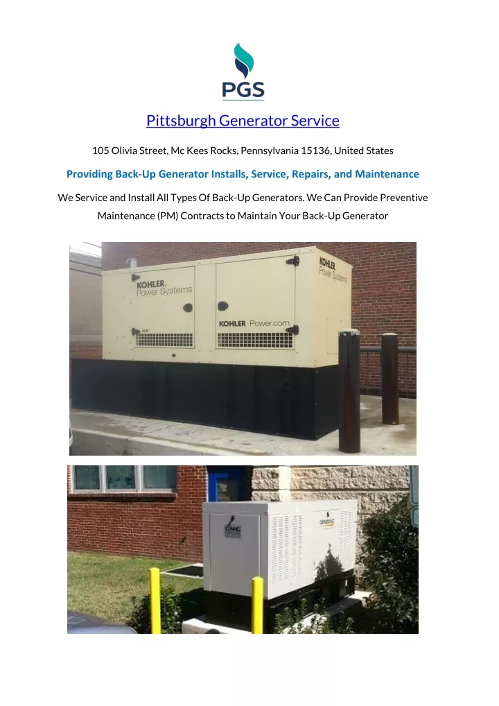 pittsburgh generator service