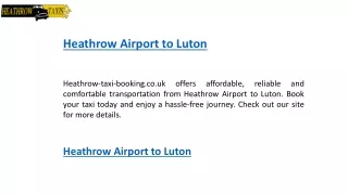 Heathrow Airport To Luton   Heathrow-taxi-booking.co.uk