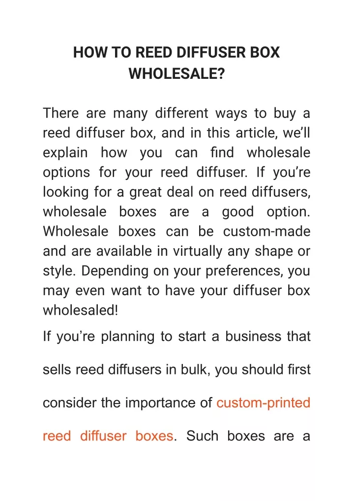 how to reed diffuser box wholesale