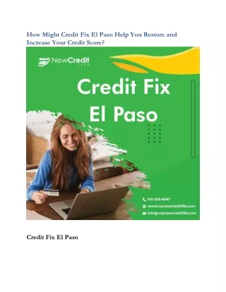 how might credit fix el paso help you restore