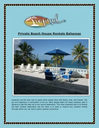 Private Beach House Rentals Bahamas