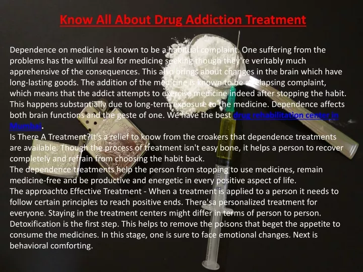 know all about drug addiction treatment