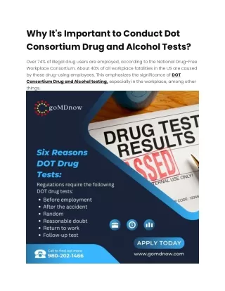 why it s important to conduct dot consortium drug
