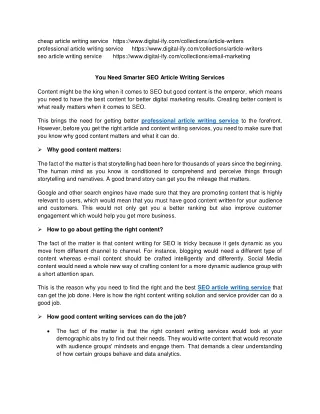 You Need Smarter SEO Article Writing Services