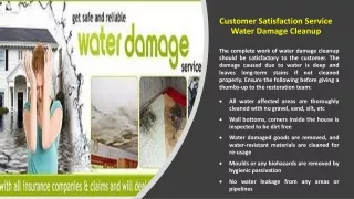 Customer Satisfaction Service Water Damage Cleanup