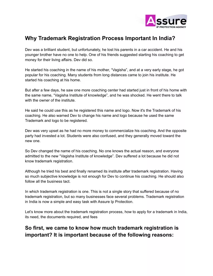 why trademark registration process important
