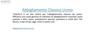 Abbigliamento Classico Uomo  Vivesto.it