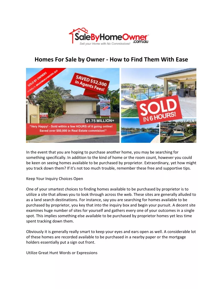 homes for sale by owner how to find them with ease
