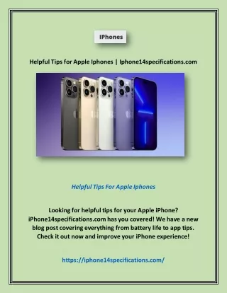Helpful Tips for Apple Iphones | Iphone14specifications.com