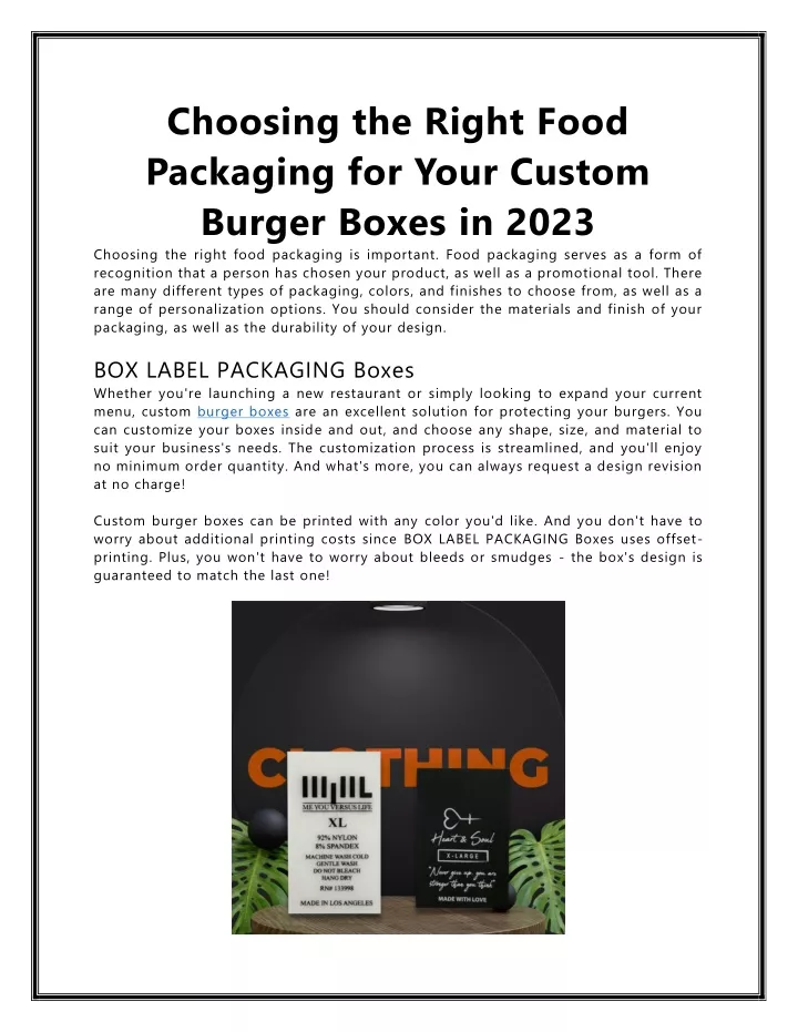 choosing the right food packaging for your custom