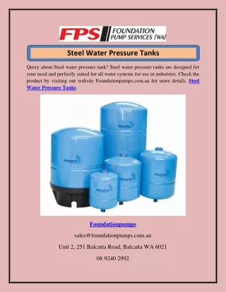 Steel Water Pressure Tanks  Foundationpumps.com