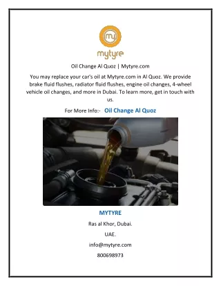 oil change al quoz mytyre com