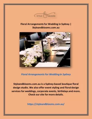 Floral Arrangements for Wedding in Sydney | Styleandblooms.com.au