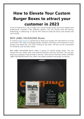 how to elevate your custom burger boxes