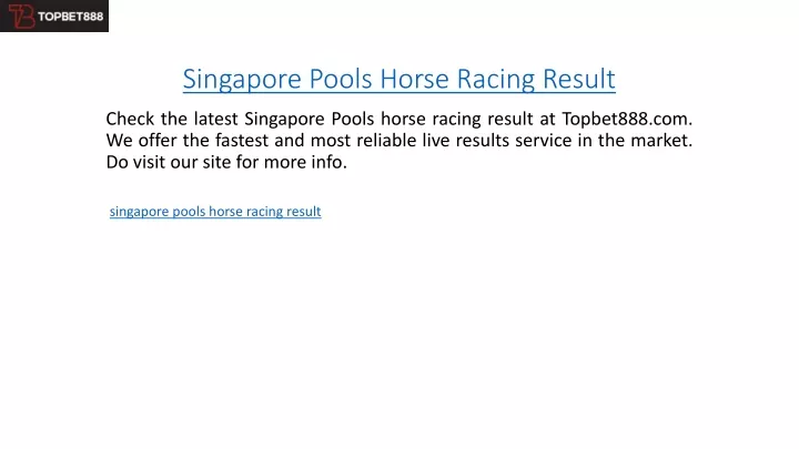 singapore pools horse racing result