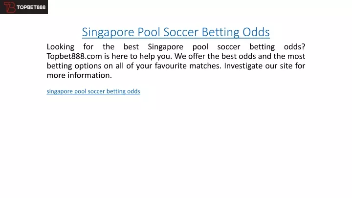 singapore pool soccer betting odds