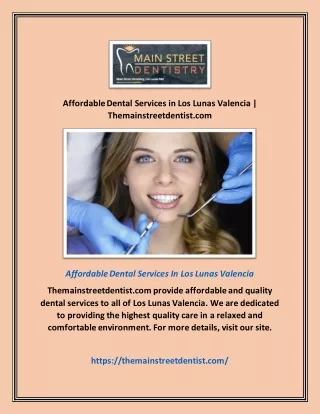 Affordable Dental Services in Los Lunas Valencia | Themainstreetdentist.com