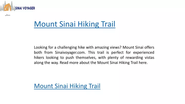 mount sinai hiking trail