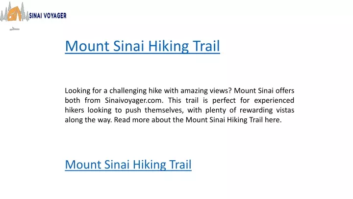 PPT - Mount Sinai Hiking Trail Sinaivoyager.com PowerPoint Presentation ...