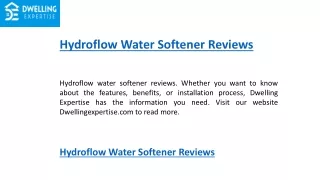 hydroflow water softener reviews