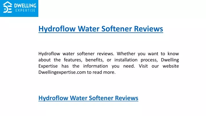 hydroflow water softener reviews