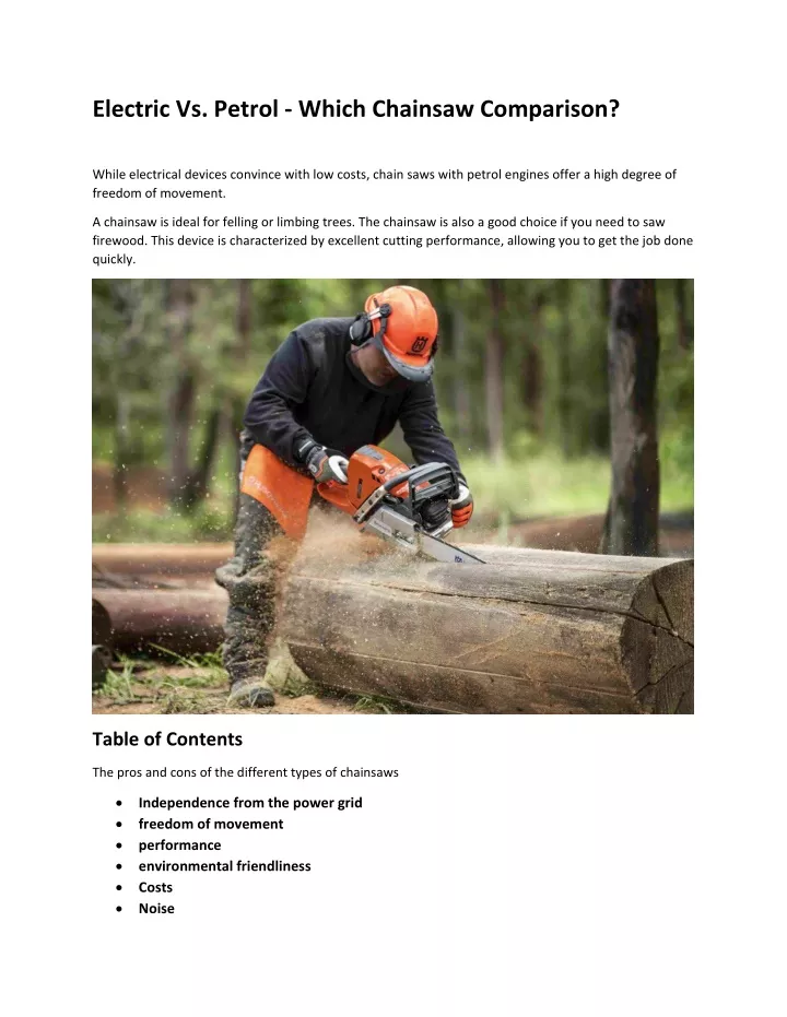 electric vs petrol which chainsaw comparison