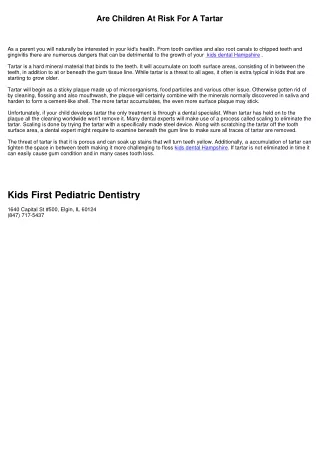Are Children At Risk For A Tartar