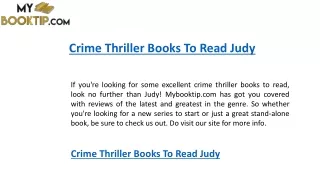 crime thriller books to read judy