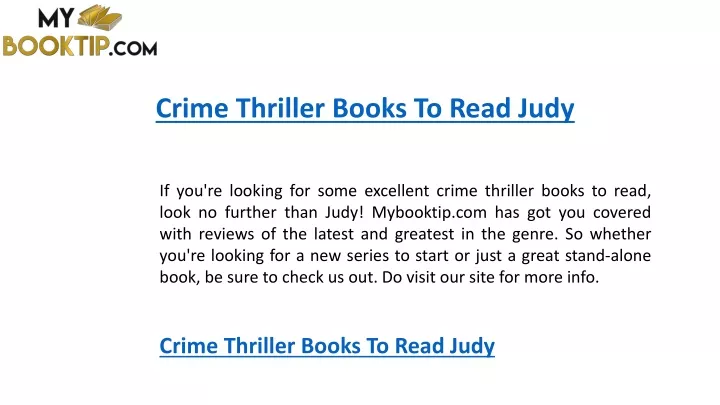 crime thriller books to read judy