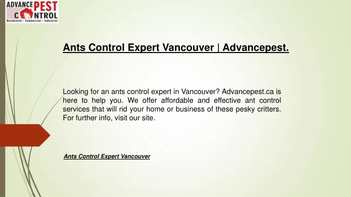 ants control expert vancouver advancepest