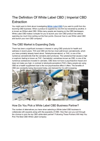 the definition of white label cbd imperial