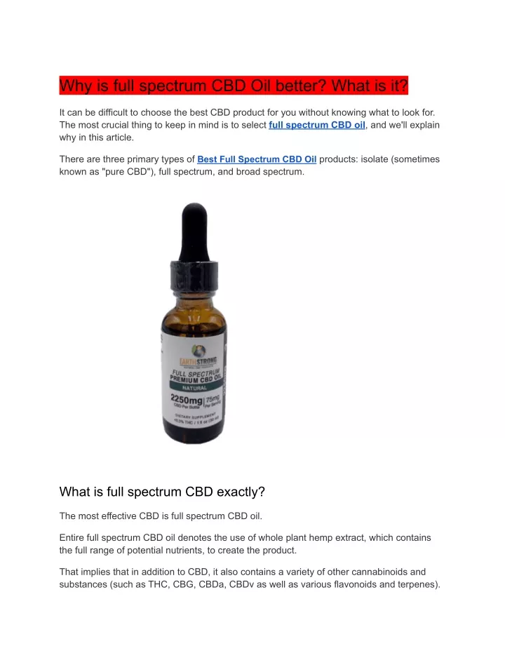 why is full spectrum cbd oil better what is it