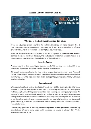 access control missouri city tx