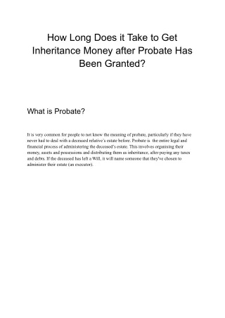how long does it take to get inheritance money