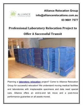 Professional Laboratory Relocation Project to Offer A Successful Transit