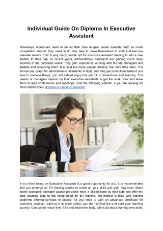 individual guide on diploma in executive assistant
