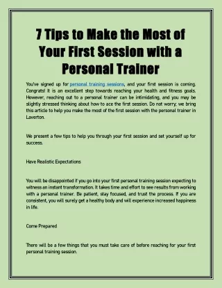 7 Tips to Make the Most of Your First Session with a Personal Trainer