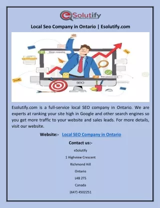 Local Seo Company in Ontario | Esolutify.com