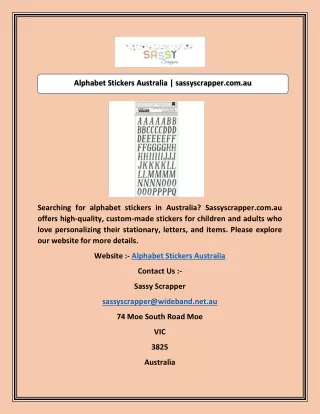 Alphabet Stickers Australia | sassyscrapper.com.au