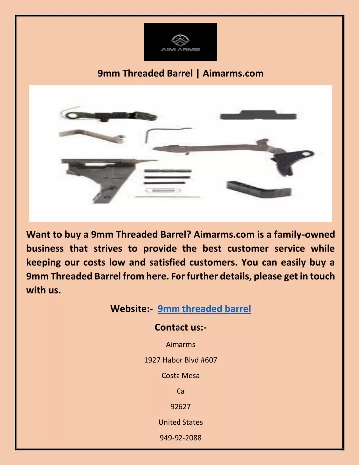 9mm threaded barrel aimarms com