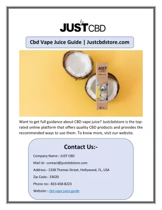 Cbd Vape Juice Guide | Justcbdstore.com