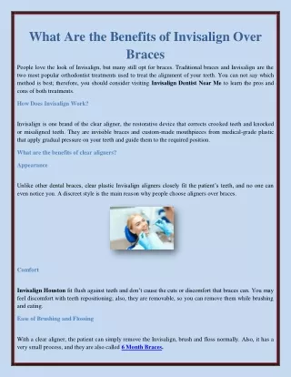 what are the benefits of invisalign over braces
