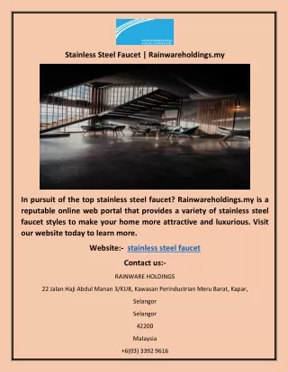 Stainless Steel Faucet | Rainwareholdings.my