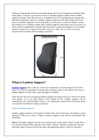 Is Lumbar Support pillow Really Necessary for Healthy Life
