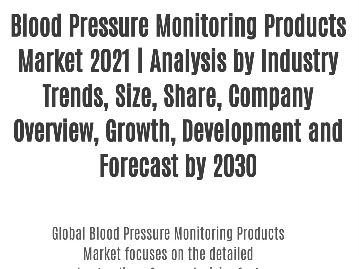 blood pressure monitoring products market 2021