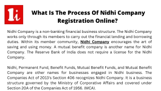 What Is The Process Of Nidhi Company Registration Online