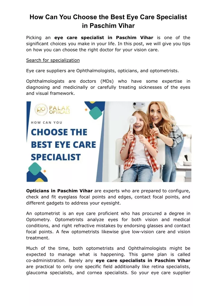 how can you choose the best eye care specialist