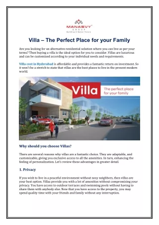 Villa – The Perfect Place for your Family
