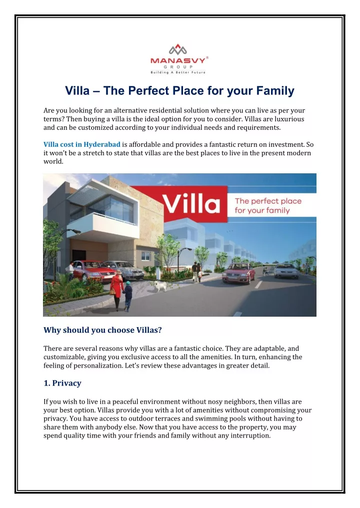 villa the perfect place for your family