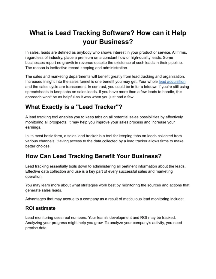 what is lead tracking software how can it help